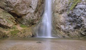 Preview wallpaper waterfall, stones, pebbles, water, nature