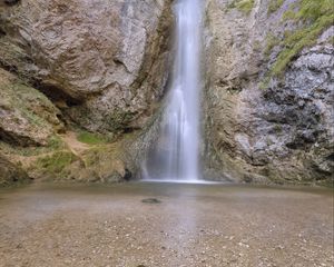 Preview wallpaper waterfall, stones, pebbles, water, nature