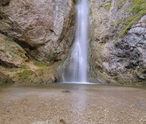 Preview wallpaper waterfall, stones, pebbles, water, nature