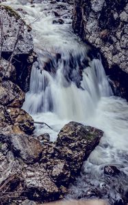 Preview wallpaper waterfall, stones, river, current