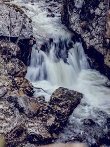 Preview wallpaper waterfall, stones, river, current