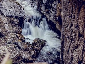 Preview wallpaper waterfall, stones, river, current