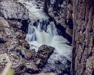Preview wallpaper waterfall, stones, river, current