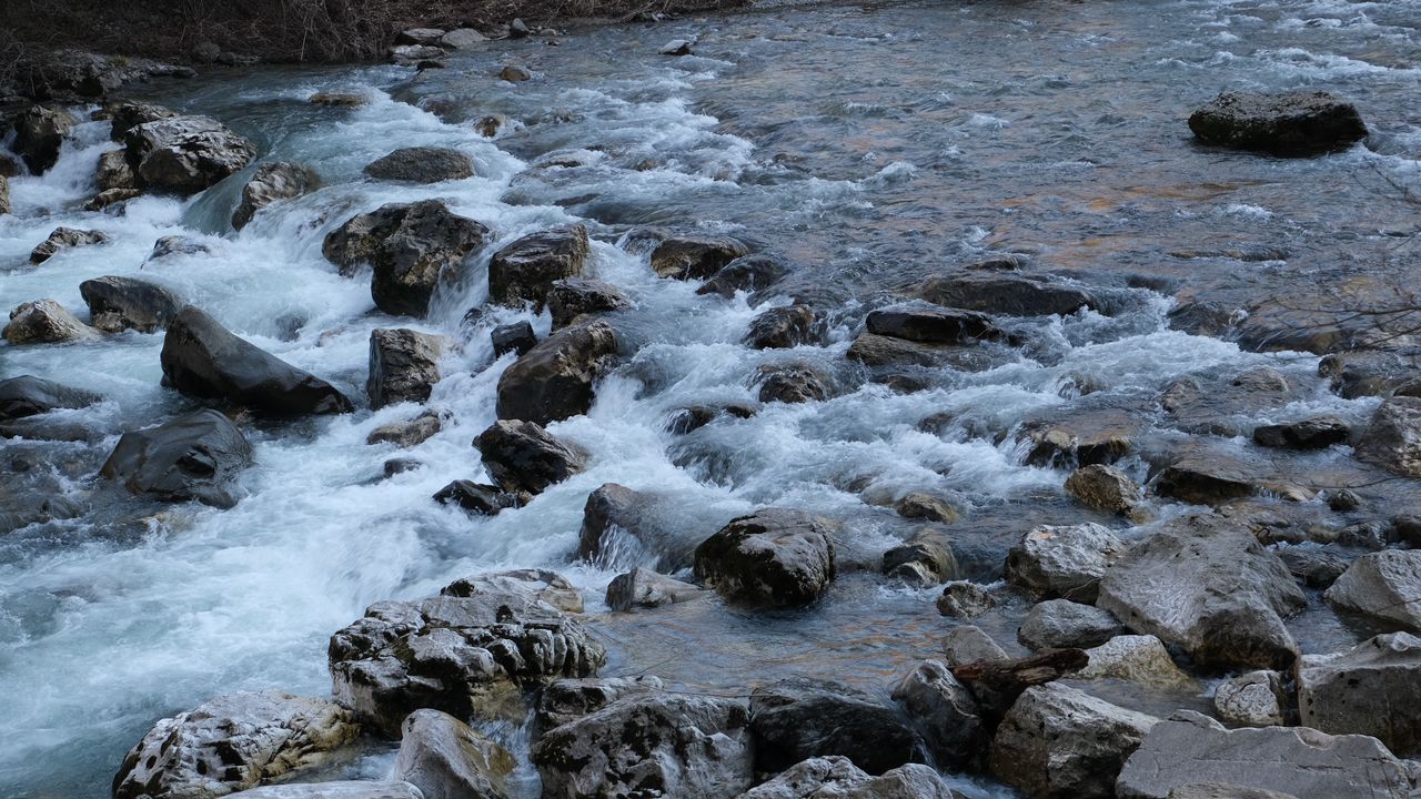 Wallpaper waterfall, stones, river, water, nature