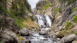 Preview wallpaper waterfall, stones, river, nature