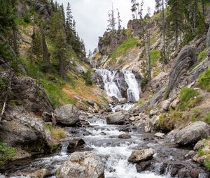 Preview wallpaper waterfall, stones, river, nature