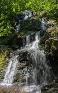 Preview wallpaper waterfall, stones, rock, moss, wet