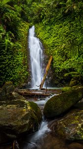 Preview wallpaper waterfall, stones, rocks, plants