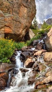 Preview wallpaper waterfall, stones, rocks, stream, water