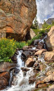 Preview wallpaper waterfall, stones, rocks, stream, water