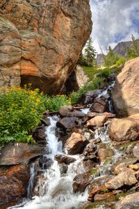 Preview wallpaper waterfall, stones, rocks, stream, water