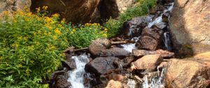 Preview wallpaper waterfall, stones, rocks, stream, water