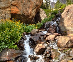 Preview wallpaper waterfall, stones, rocks, stream, water