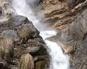 Preview wallpaper waterfall, stones, rocks, stream, spray