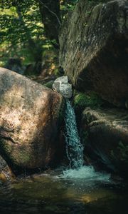 Preview wallpaper waterfall, stones, rocks, spray, water