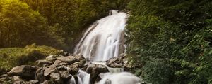 Preview wallpaper waterfall, stones, rocks, stream, water, trees