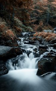 Preview wallpaper waterfall, stones, rocks, stream, trees