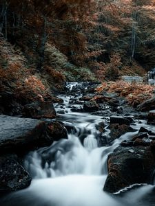 Preview wallpaper waterfall, stones, rocks, stream, trees