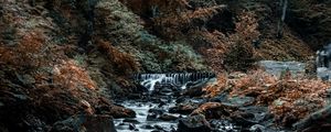 Preview wallpaper waterfall, stones, rocks, stream, trees