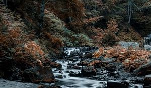 Preview wallpaper waterfall, stones, rocks, stream, trees