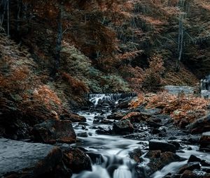 Preview wallpaper waterfall, stones, rocks, stream, trees