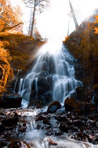 Preview wallpaper waterfall, stones, spray, wildlife, stream, moss