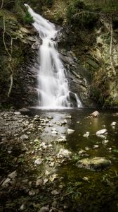 Preview wallpaper waterfall, stones, stream, cliff