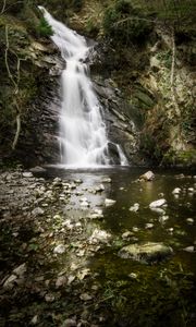 Preview wallpaper waterfall, stones, stream, cliff