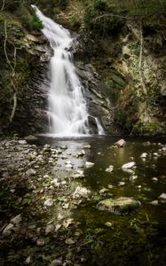 Preview wallpaper waterfall, stones, stream, cliff