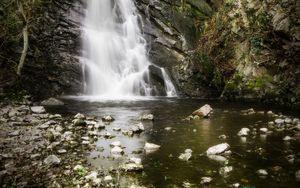 Preview wallpaper waterfall, stones, stream, cliff