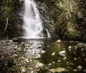 Preview wallpaper waterfall, stones, stream, cliff