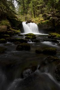Preview wallpaper waterfall, stones, stream, moss, water