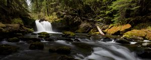 Preview wallpaper waterfall, stones, stream, moss, water