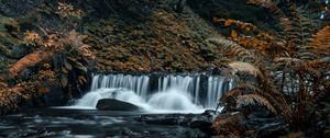 Preview wallpaper waterfall, stones, stream, rocks, grass