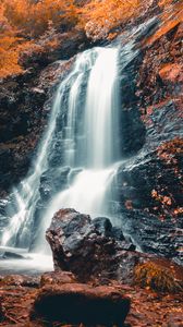 Preview wallpaper waterfall, stones, tree, autumn