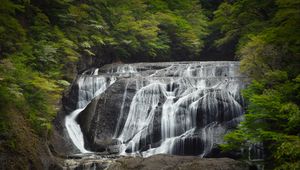 Preview wallpaper waterfall, stones, trees, nature