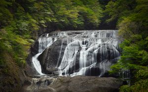 Preview wallpaper waterfall, stones, trees, nature