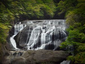 Preview wallpaper waterfall, stones, trees, nature