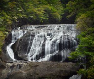 Preview wallpaper waterfall, stones, trees, nature
