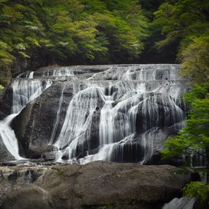 Preview wallpaper waterfall, stones, trees, nature