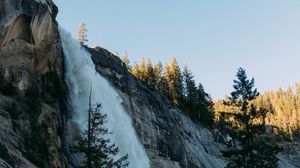 Preview wallpaper waterfall, stones, trees