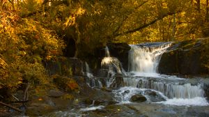 Preview wallpaper waterfall, stones, trees, branches, autumn