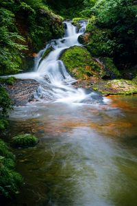 Preview wallpaper waterfall, stones, water, nature, landscape, moss