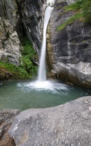 Preview wallpaper waterfall, stones, water, landscape, nature