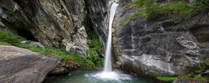 Preview wallpaper waterfall, stones, water, landscape, nature