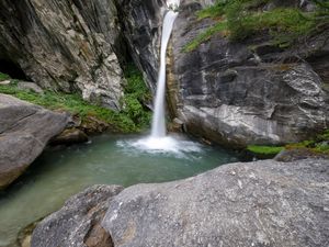 Preview wallpaper waterfall, stones, water, landscape, nature