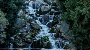 Preview wallpaper waterfall, stones, water, river, nature