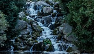 Preview wallpaper waterfall, stones, water, river, nature