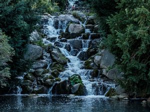 Preview wallpaper waterfall, stones, water, river, nature