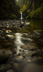 Preview wallpaper waterfall, stones, water, moss